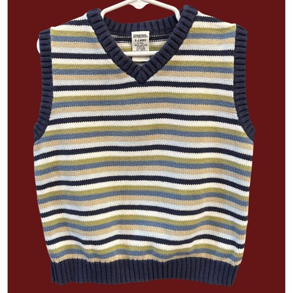 Vintage Gymboree Boys Striped Preppy Sweater Vest XL 6 Years Classic Retro - Picture 1 of 5